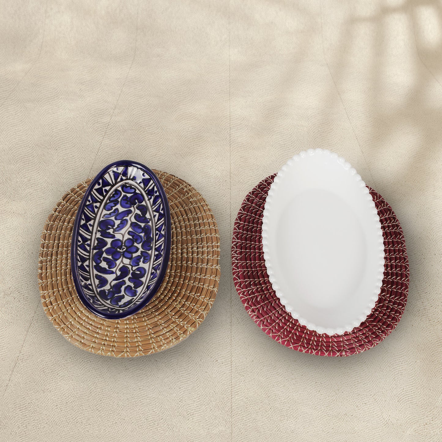 Handmade Oval Centre Table Mats (Set of 2)