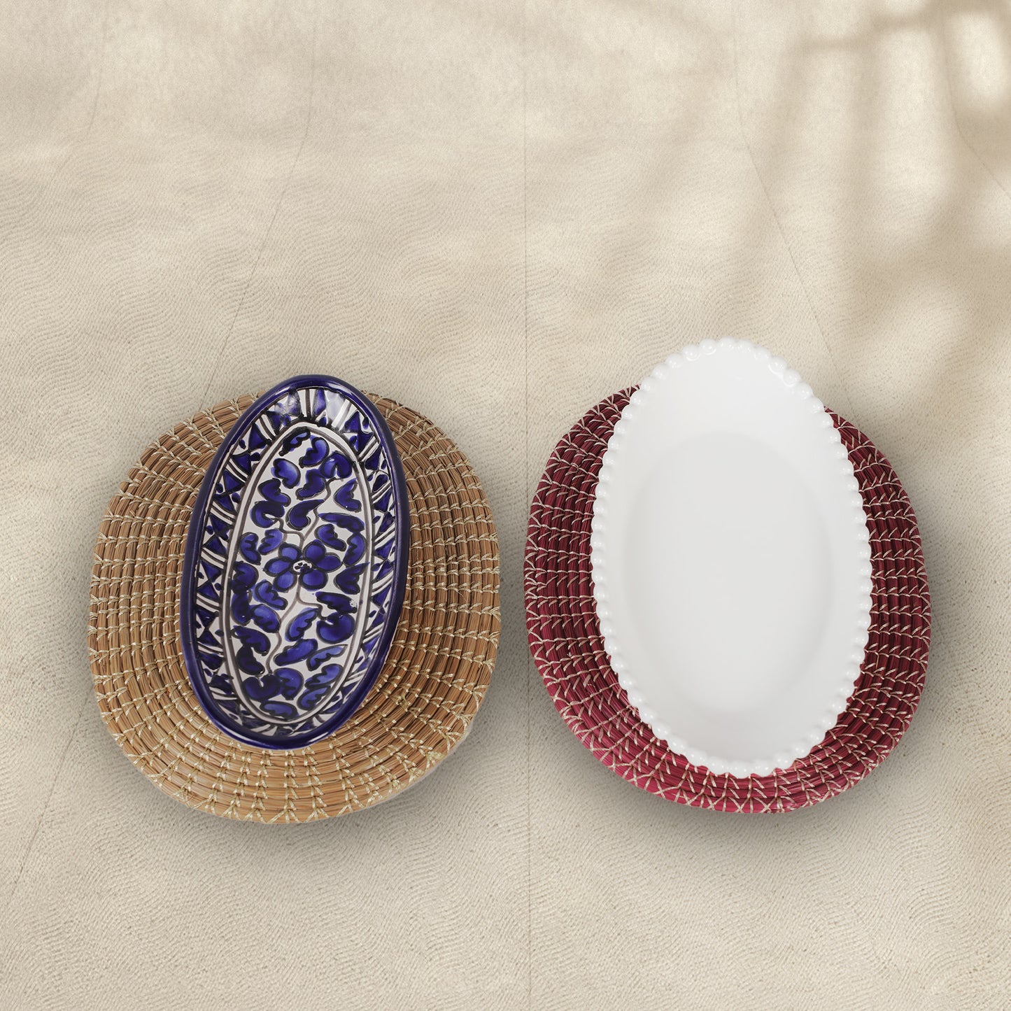 Handmade Oval Centre Table Mats (Set of 2)