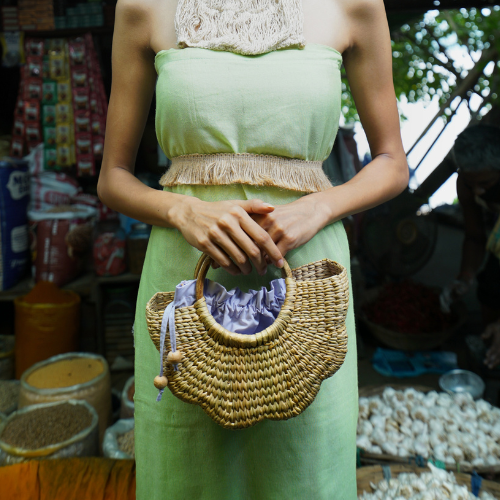 The Poppy Natural Bag (Lilac & Peach)