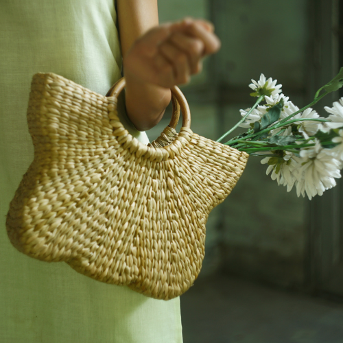 The Ringlet Natural Bag (Beige ,Lilac & Peach)