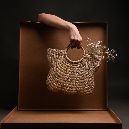 The Ringlet Natural Bag (Beige ,Lilac & Peach)