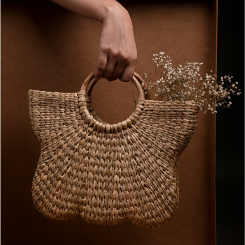 The Ringlet Natural Bag (Beige ,Lilac & Peach)