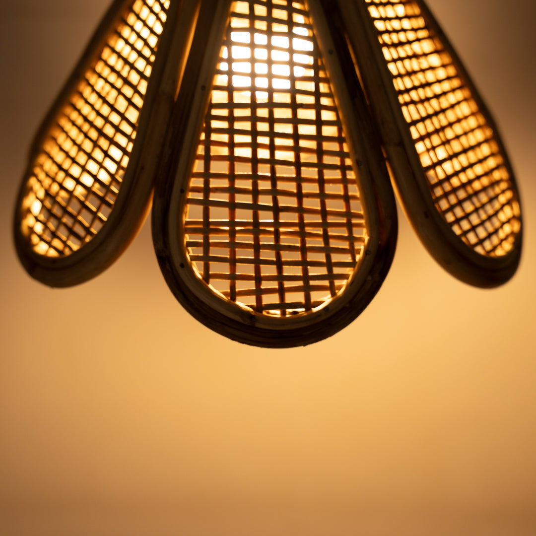 Handwoven Cane Flower Aura Light