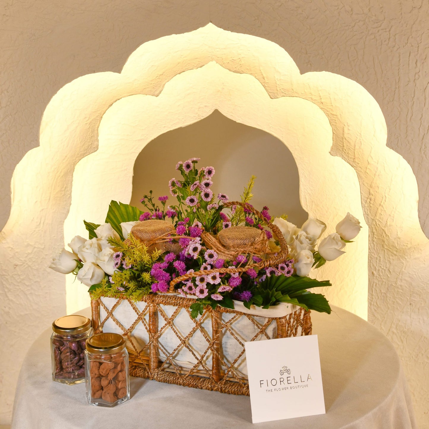 Cane and Water Hyacinth Knotty Basket with Handle