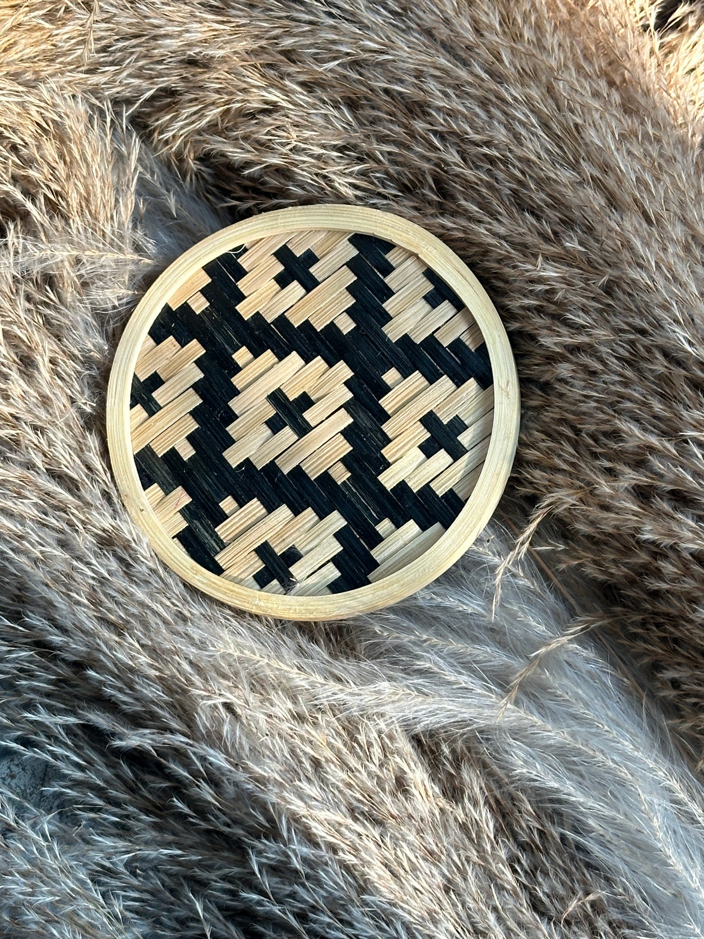 Handmade Bamboo Coasters with Motif (Set of 4)