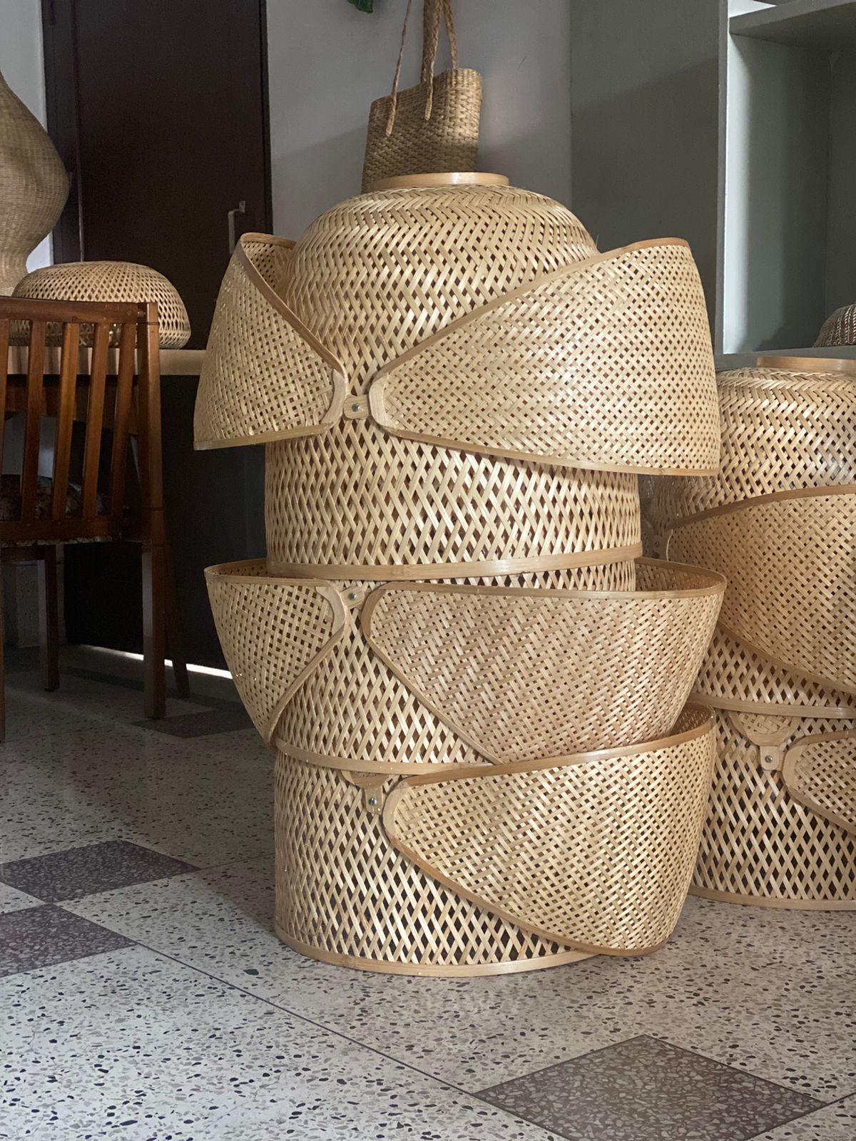 Handmade Bamboo Weaved Peek-a-Boo Light Holder
