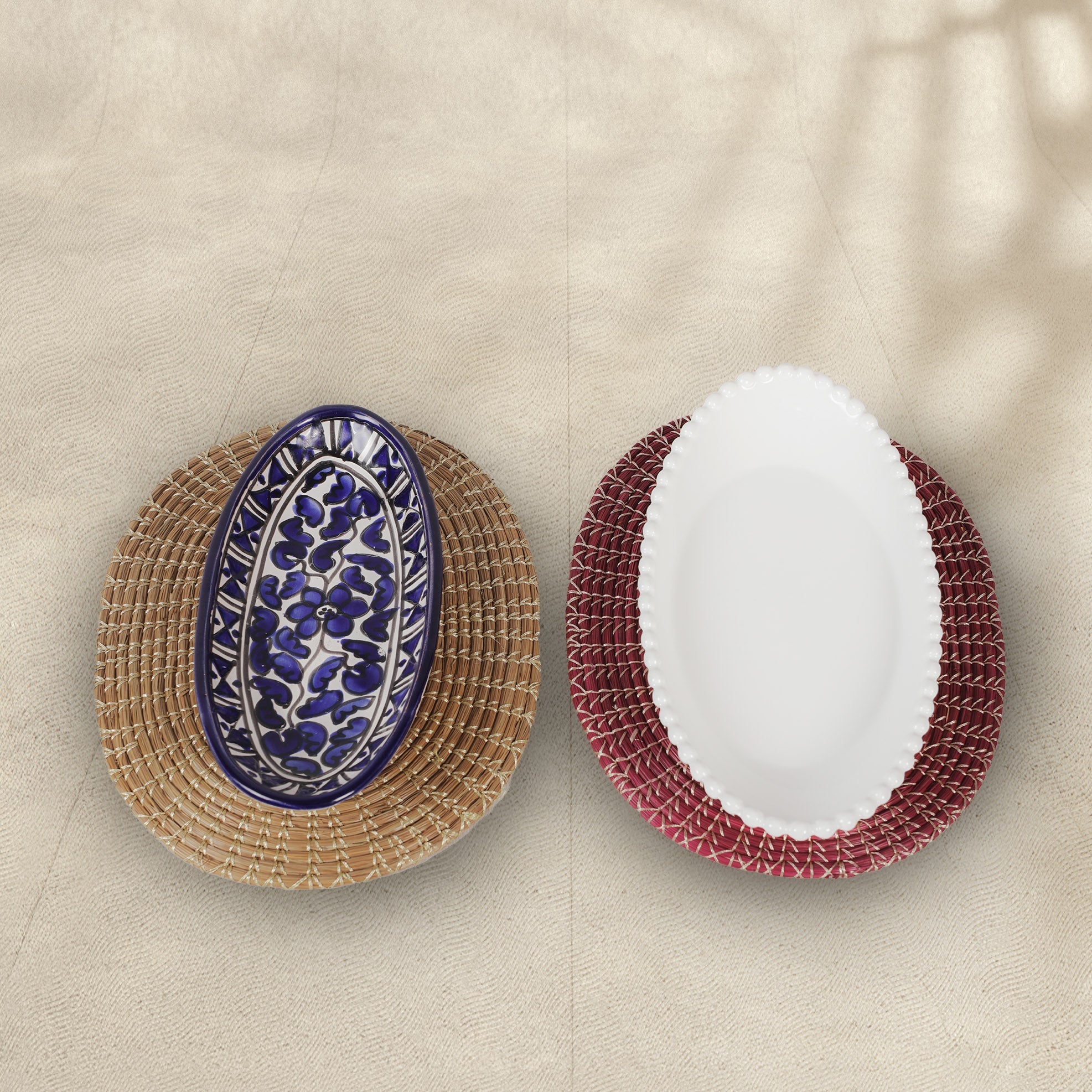 Handmade Oval Centre Table Mats (Set of 2)