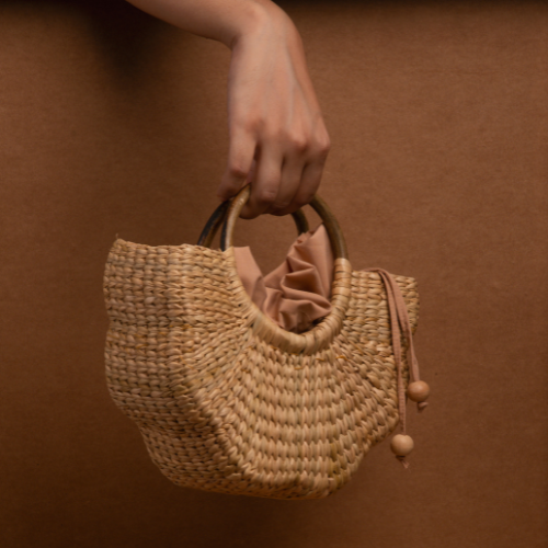 The Poppy Natural Bag (Lilac & Peach)