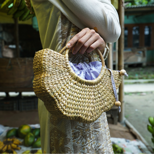 The Poppy Natural Bag (Lilac & Peach)
