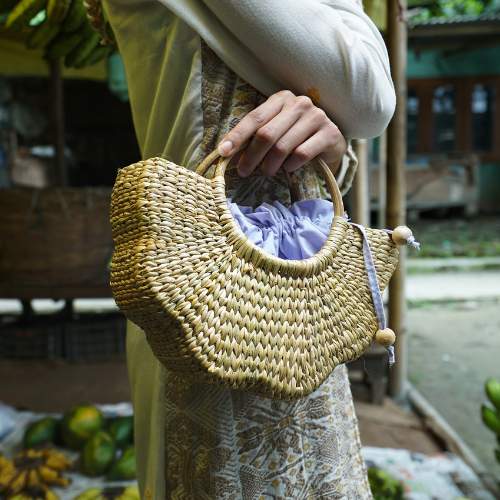 The Poppy Natural Bag (Lilac & Peach)