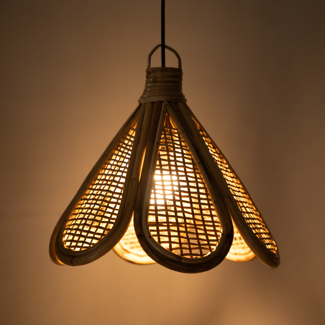 Handwoven Cane Flower Aura Light