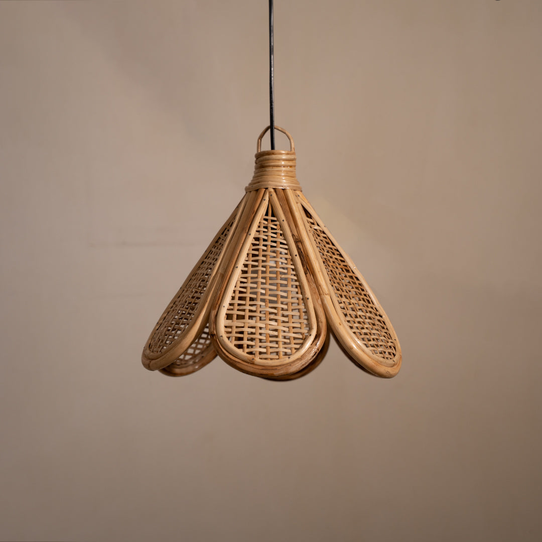 Handwoven Cane Flower Aura Light