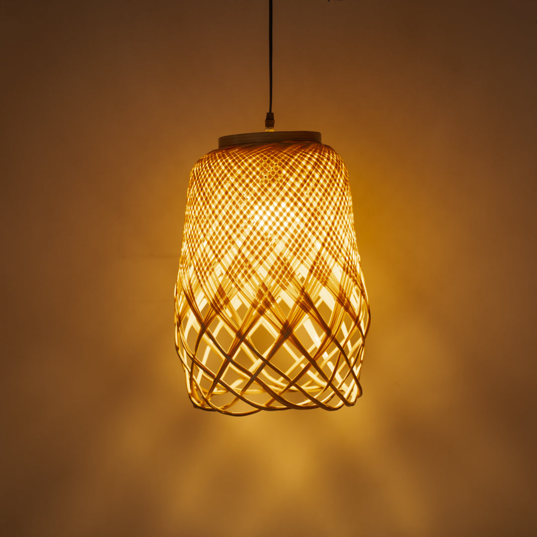 Handmade Bamboo Twirl Pendant light