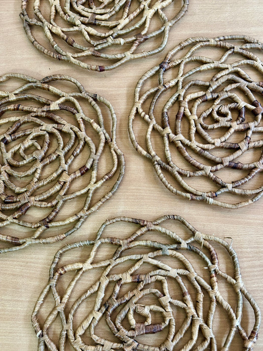 Rosette 10” – Handmade Hyacinth Floral Mat & Wall Décor (Set of 2)