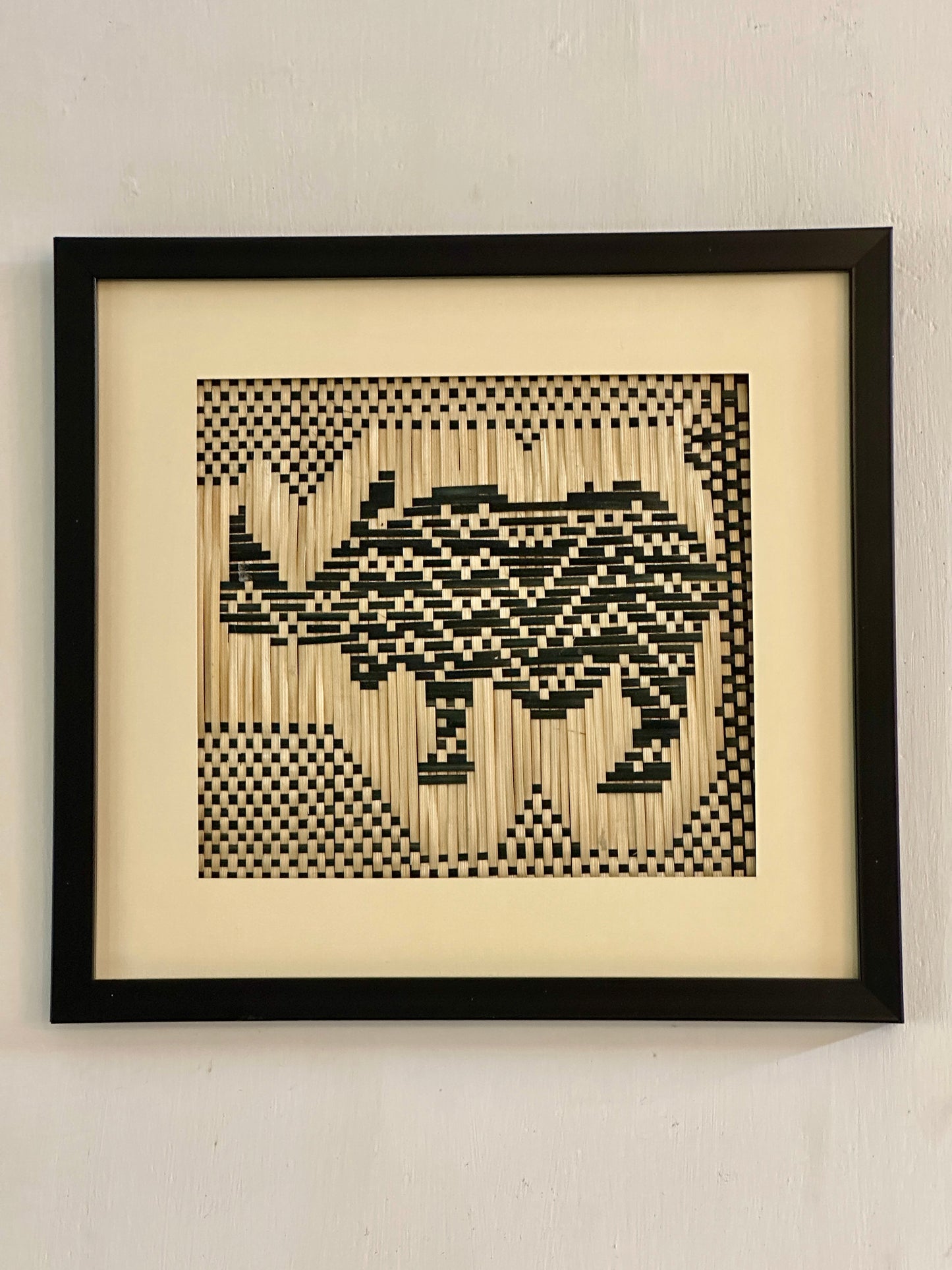 Handwoven Bamboo Rhino Wall Décor