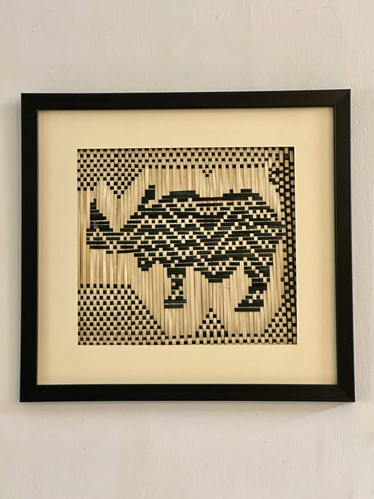 Handwoven Bamboo Rhino Wall Décor